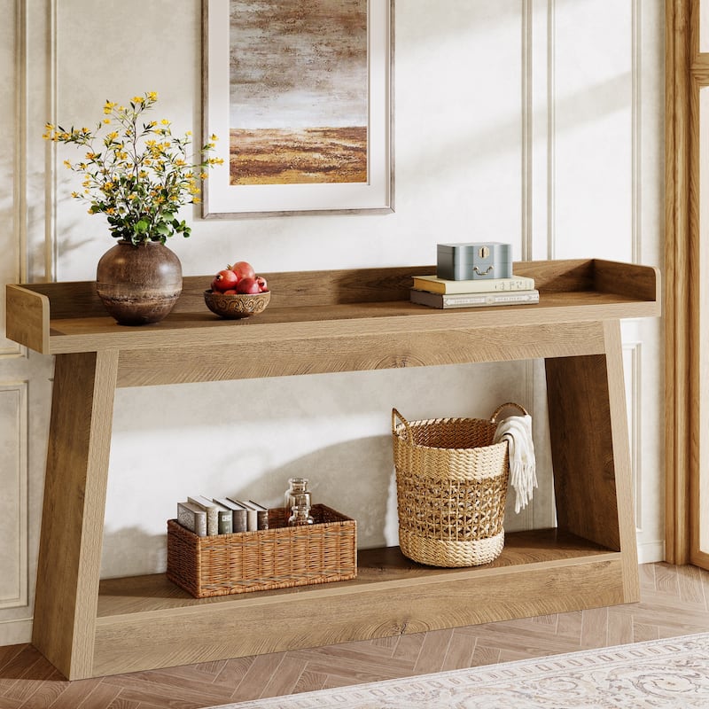 70.87-Inch Extra Long Console Table for Entryway, Sofa Table with Storage Shelf & Anti-Drop Baffle