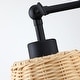preview thumbnail 19 of 18, 1-Light Boho Natural Rattan Hardwired Wall Sconce with Adjustable Swivel Swing Arm