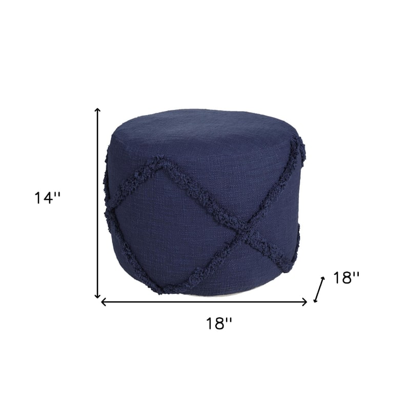 18-Inch Cotton Cylinder Pouf Ottoman for Floor Seating and Footrest