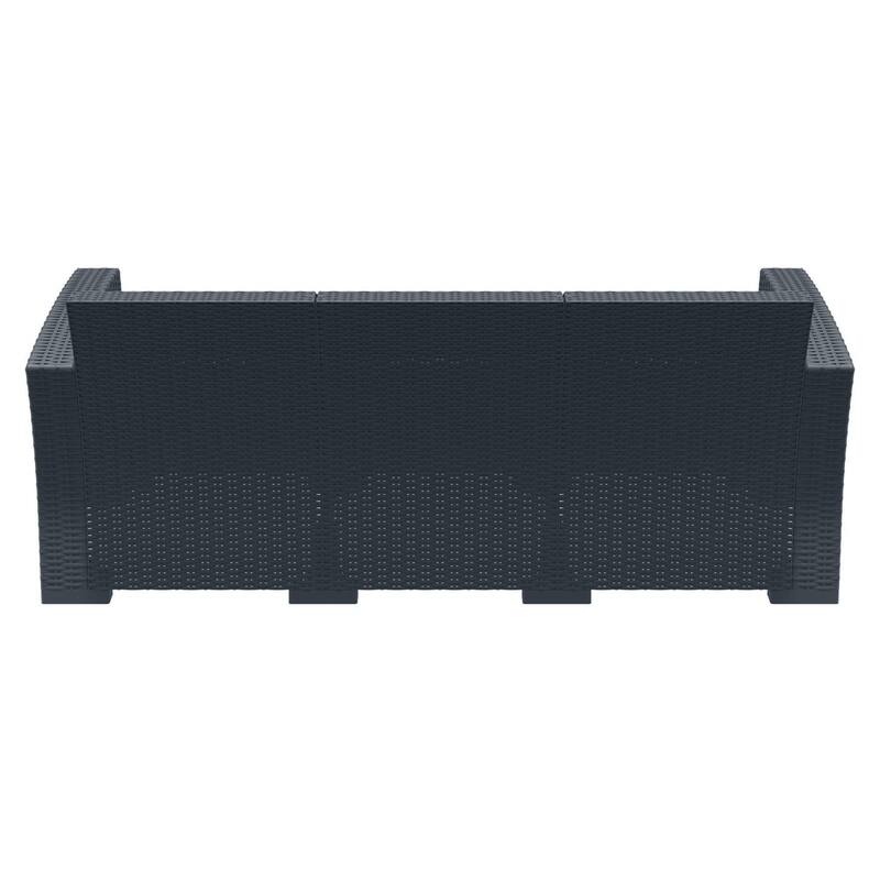 55" Gray Outdoor Patio Sofa with Natural Beige Sunbrella Cushion