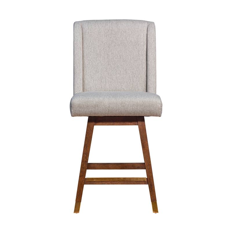 Stancoste Wingback Swivel Bar or Counter Stool with Wood Legs