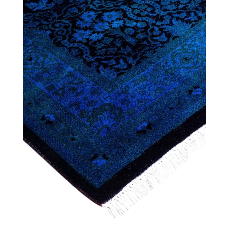 Fine Vibrance One-of-a-Kind Hand-Knotted Runner Rug - Blue, 2' 7" x 12' 3" - 2' 7" x 12' 3"