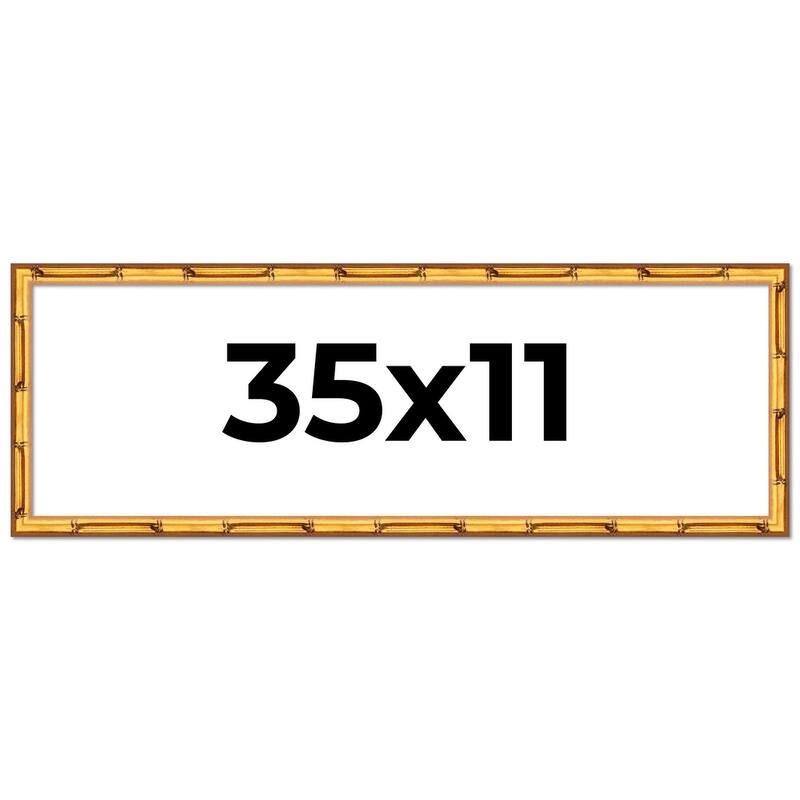 35x11 Frame Gold Bamboo Picture Frame Modern Photo Frame Includes UV Acrylic Shatter Guard Front Acid Free Foam Backing Board