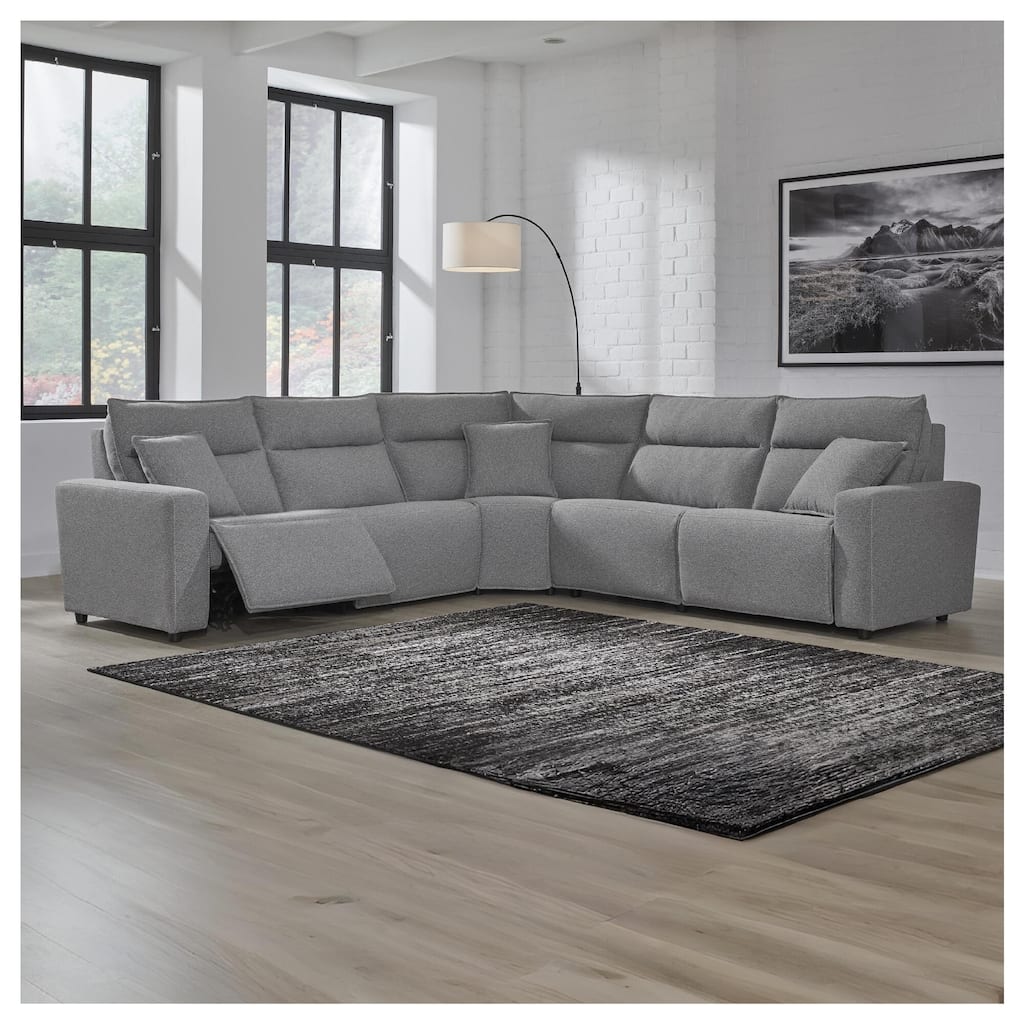 Signature Design by Ashley Modmax Gray 5-Piece Power Reclining Sectional - 125" W x 125" D x 41" H