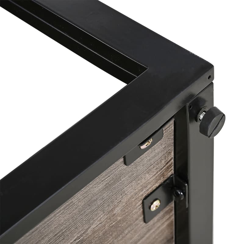 Modern coffee table, Tempered Glass&Natural Wood MDF Top,Industrial Style coffee table