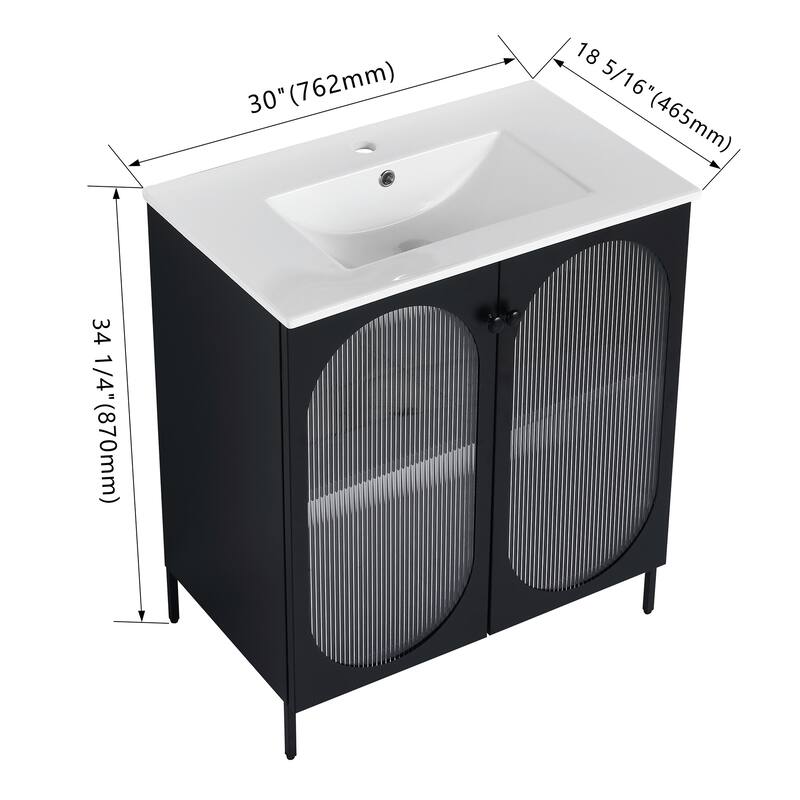 30 inch Plywood Freestanding Bathroom Vanity with Integrated Ceramic Sink