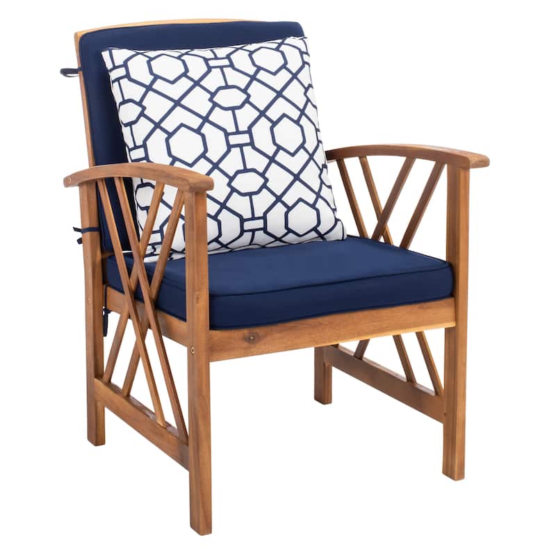 SAFAVIEH Outdoor Fontana 4-piece Acacia Wood Patio Conversation Set