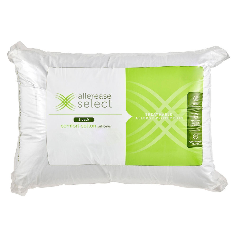 AllerEase Cotton Corded Pillow 2 Pack - White