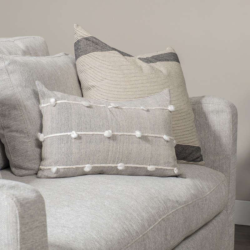Nancy Beige w/ Black Stripe Detail Decorative Pillow Cover