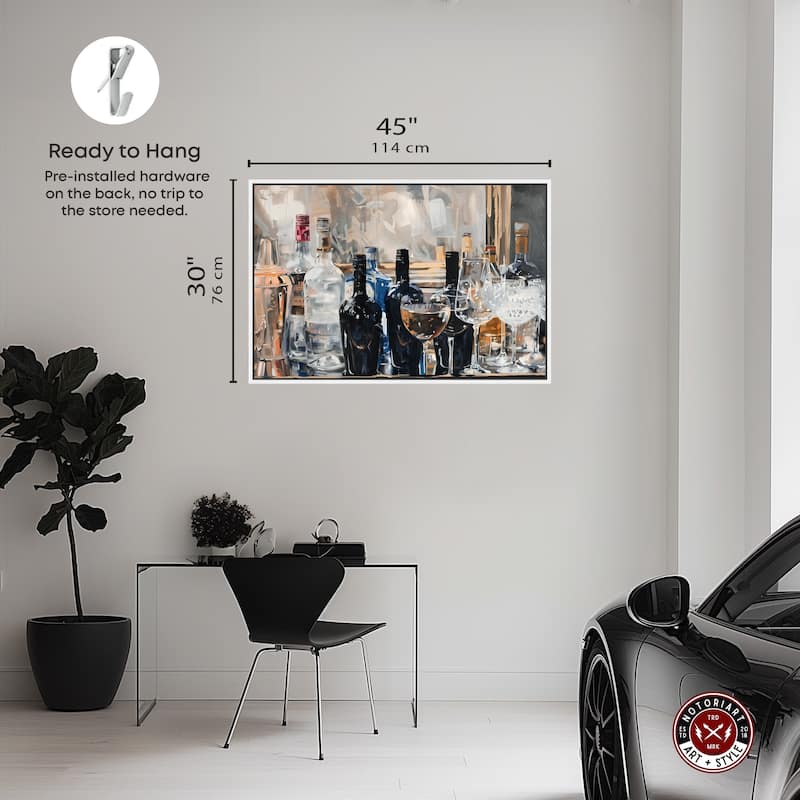Notoriart Countertop Drinks Framed Bar Cart Art For Men