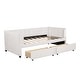 preview thumbnail 28 of 31, Twin Size Upholstered Daybed with Stripe Headboard and 2 Storage Drawers, Velvet Daybed Sofa Bed for Teens Bedroom