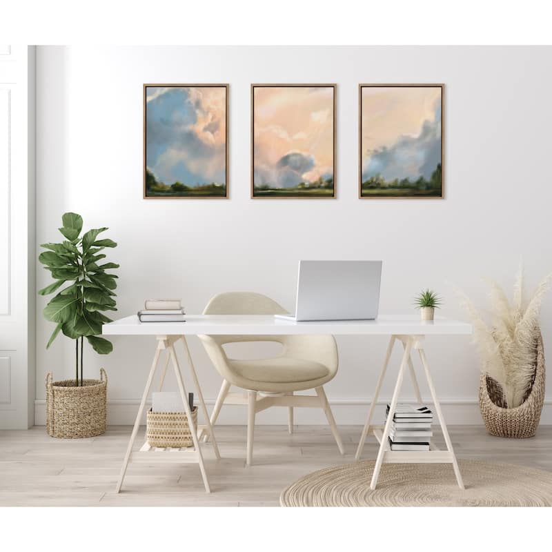 Kate and Laurel Sylvie Clouds Framed Canvas Art Set by Mary Sparrow