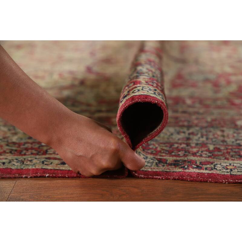 Hand Knotted Oriental 100% Wool Carpet Traditional Floral Beige & Ivories Kerman Area Rug - 9' 4'' X 6' 3''