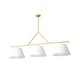 preview thumbnail 7 of 9, 61 in. 3-Light Transitional Brushed Gold Linear Chandelier with White Fabric Shades - 61.0 in. W x 15.7 in. D x 25.2 in. H