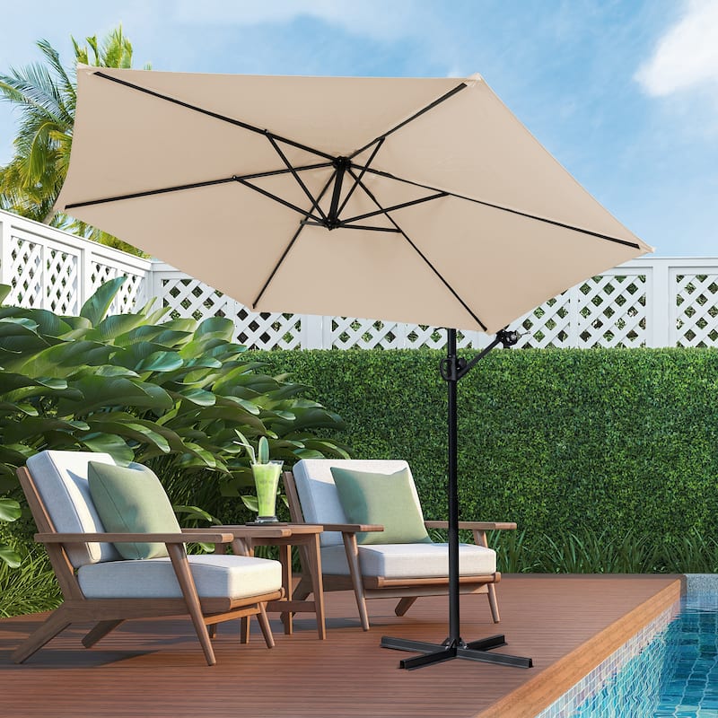Futzca 9FT Outdoor Hanging Offset Patio Umbrella
