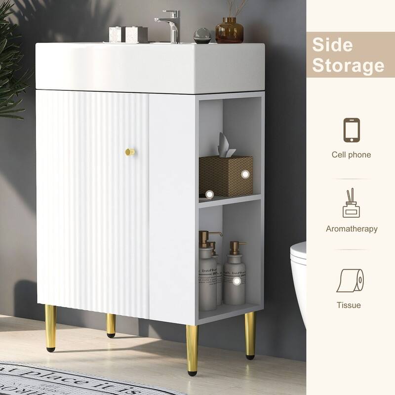 21.6" Bathroom Vanity, Combo Cabinet, with Single Ceramic Sink