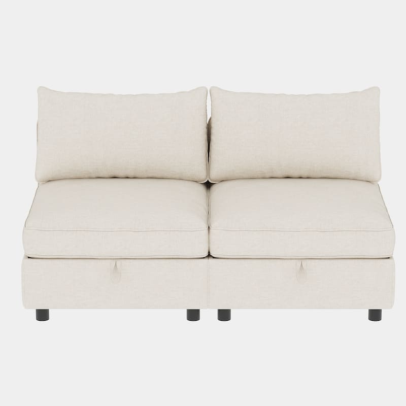 L Shaped Modular Sectional Sofa with Storage, Convertible 8 Seater Sofa with Chaise & Ottoman, Chenille Fabric Sleeper Sofa