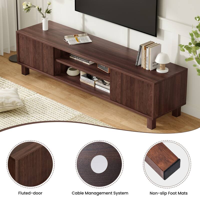 Mid-Century Modern 63" TV Stand Media Console Table Entertainment Center for Living Room