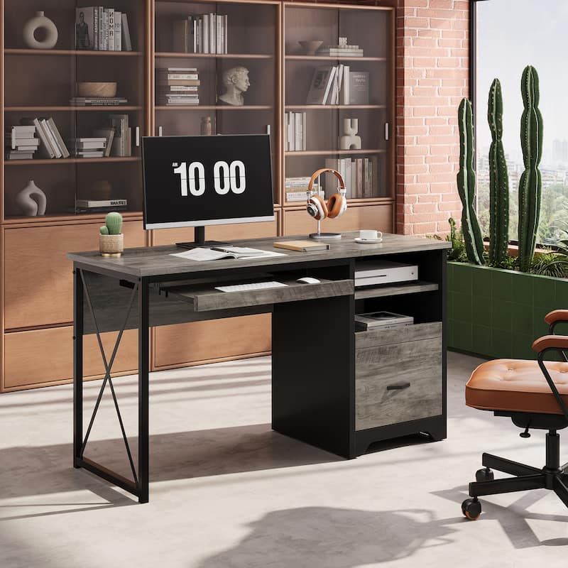Bestier 47" Office Desk with Drawers,Computer Desk with Drawer,Teacher Desk with Keyboard Tray for Small Space Home Office
