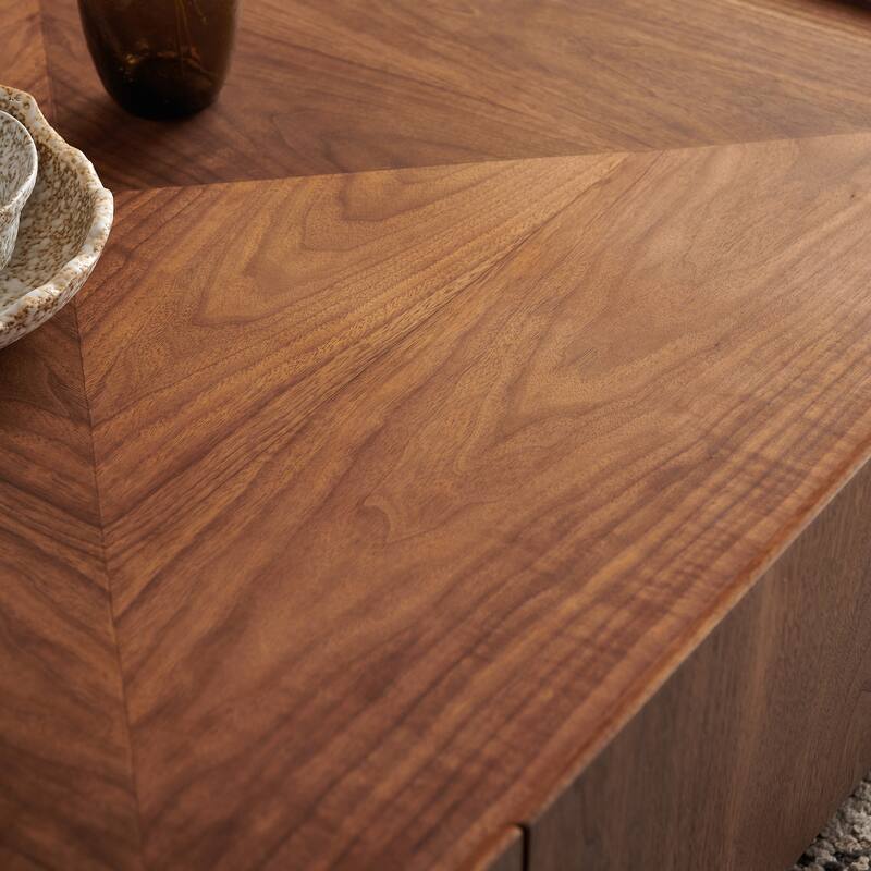 Circular Walnut Design Coffee Table with Drawers for