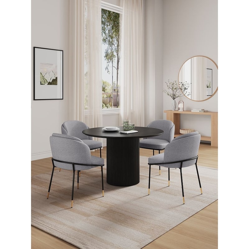 Manhattan Comfort Hathaway Flor Modern 47.24 Solid Wood Round Dining Set - Black and Grey - 5-Piece