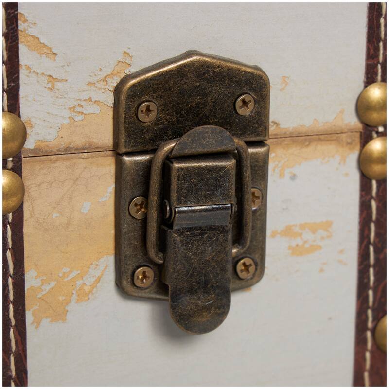 Multi Colored Wooden Nesting Decorative Trunk with Vintage Accents and Studs (Set of 3)