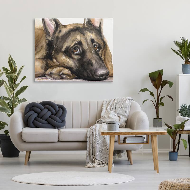 Stupell Tired German Shepherd Dog Resting Head On Paw Canvas Wall Art, Design by George Dyachenko