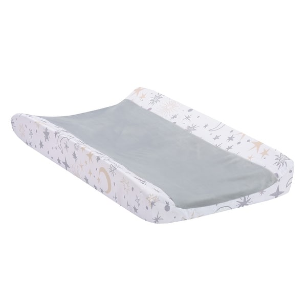 slide 2 of 5, Lambs & Ivy Goodnight Moon White/Gray Changing Pad Cover - Moons/Stars
