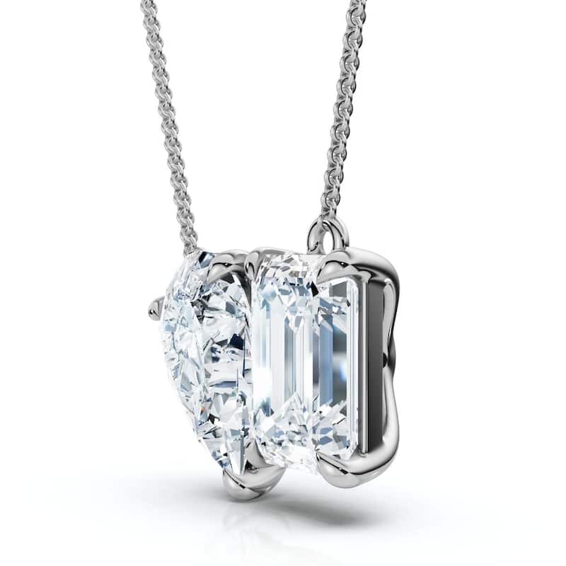 Bliss Diamond 2Ct Toi Et Moi Pear and Emerald Diamond Pendant Gold 18" Necklace Lab Grown