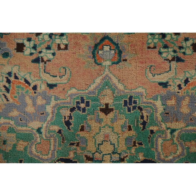 Hand Knotted Oriental 100% Wool Carpet Traditional Floral Coral Mashad Area Rug - 11' 3'' X 8' 11''