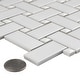 preview thumbnail 16 of 17, Merola Tile Metro Basketweave White w/ Glossy White Dot 11-3/4" x 11-3/4" Porcelain Mosaic Floor and Wall Tile