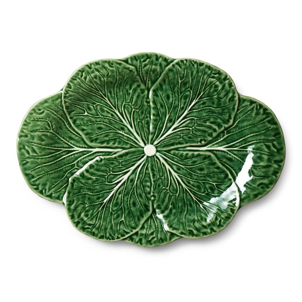 Certified International Le Jardin Cabbage 3-D Oval Platter 17" x 12.25" - 17"W x 12.25"D x 1.25"H