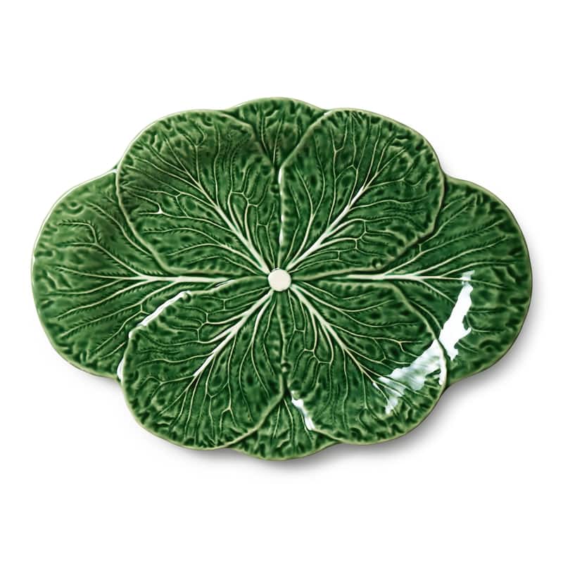 Certified International Le Jardin Cabbage 3-D Oval Platter 17" x 12.25" - 17"W x 12.25"D x 1.25"H