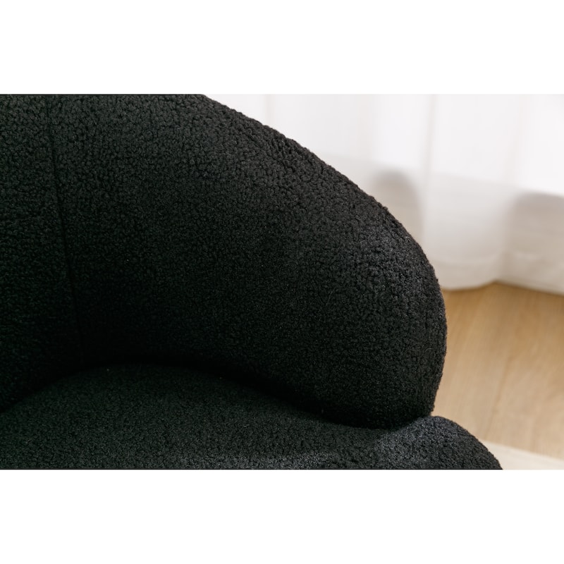 Velvet Fabric Swivel Accent Armchair Barrel Chair With Black Powder Coating Metal Ring,Pink