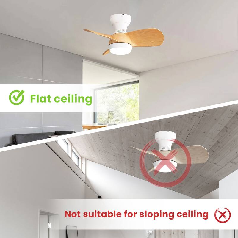 22"/23"/29" Flush Mount Ceiling Fan with Light and Remote Control for Small Room,Patio,Kitchen,Bedroom