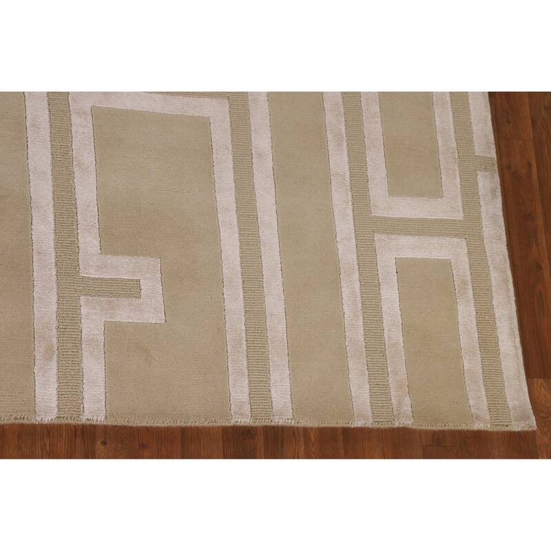 Geometric Modern Large Area Rug Hand-Knotted Wool Carpet - 10'0" x 13'7"