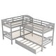 preview thumbnail 7 of 13, Artsy Twin Size L-Shaped Bunk bed with Trundle and Full-length Guardrail, 5 Beds in 1, Maximized space, Grey