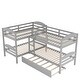 preview thumbnail 7 of 13, Twin L-Shaped Bunk bed with Trundle and Guardrail, Grey