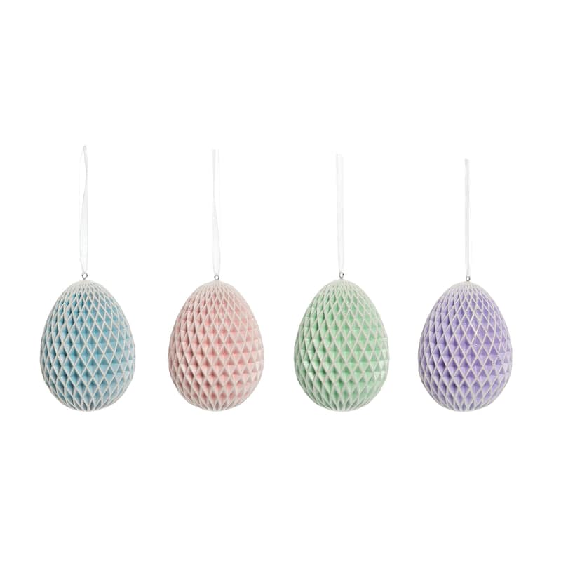 Large Honeycomb Egg Easter Ornaments Set of 4 - Set of 4