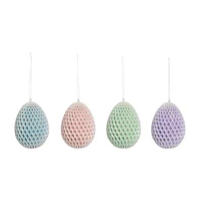 Large Honeycomb Egg Easter Ornaments Set of 4 - Set of 4