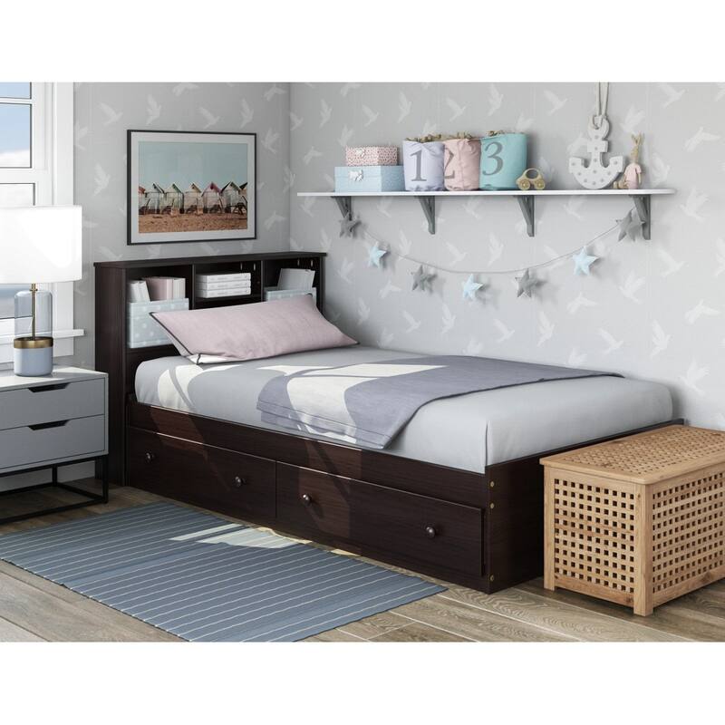 Palace Imports 100% Solid Wood Kansas Twin Size Bookcase Headboard