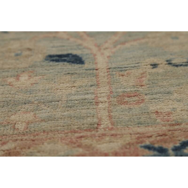 Hand Knotted Oriental 100% Wool Carpet Traditional Floral Beige & Ivories Art Deco Runner Rug - 11' 10'' X 3' 0''