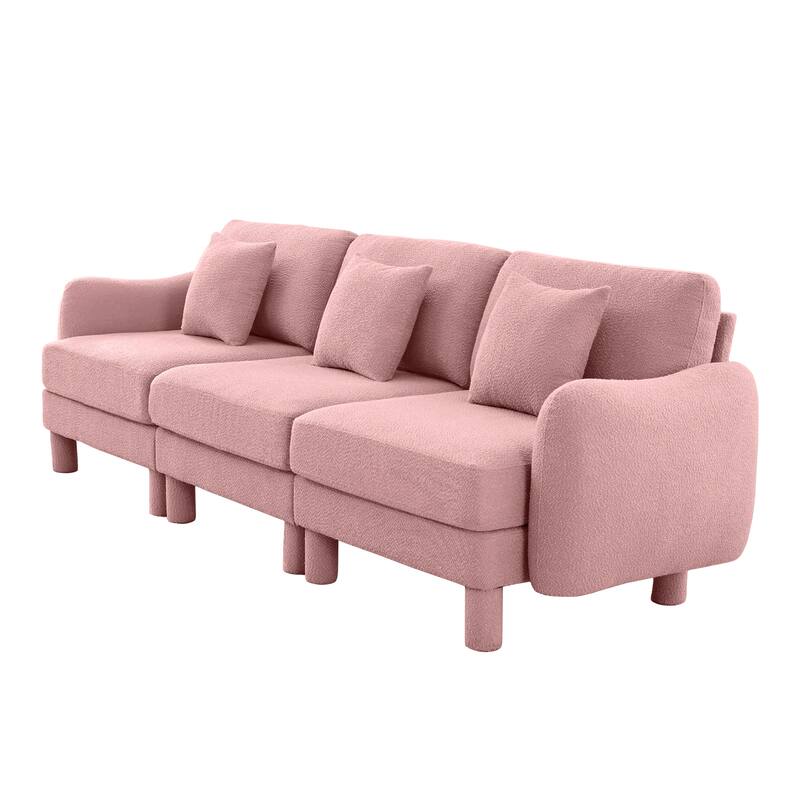 109.4" 3-Seater Modern Upholstered Sofa Couch, Deep-Seat Sectional Sofa with Shell-Shaped Armrests, Leisure Sofa for Living Room