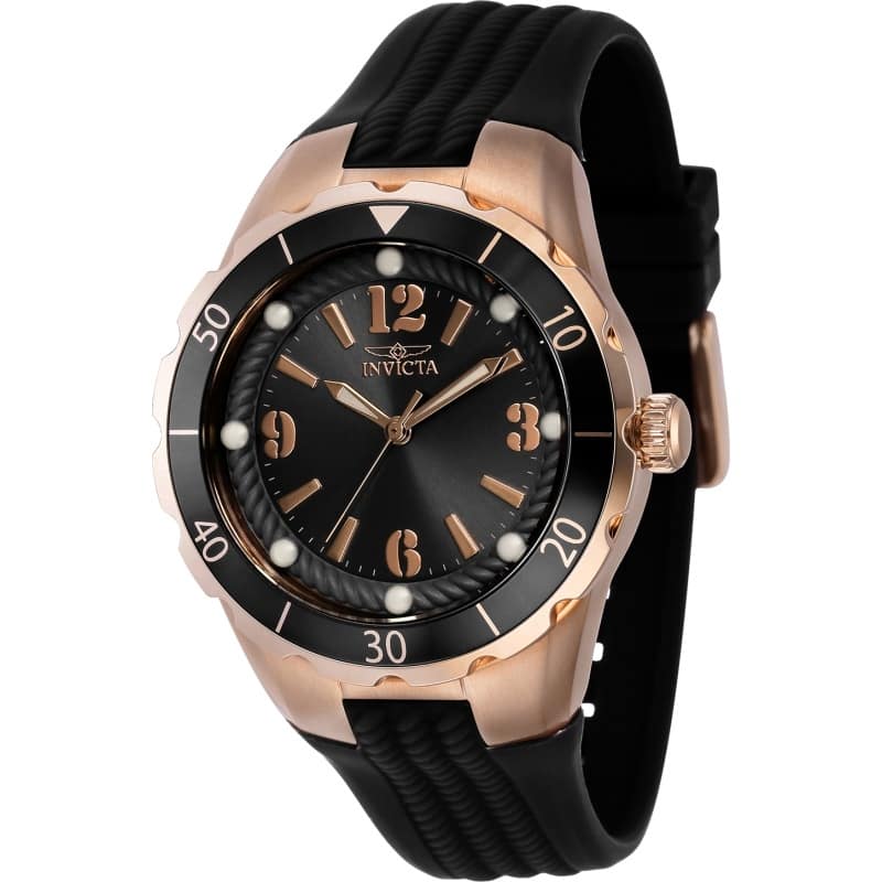 Invicta Women's 40313 Angel Quartz 3 Hand Black Dial Watch