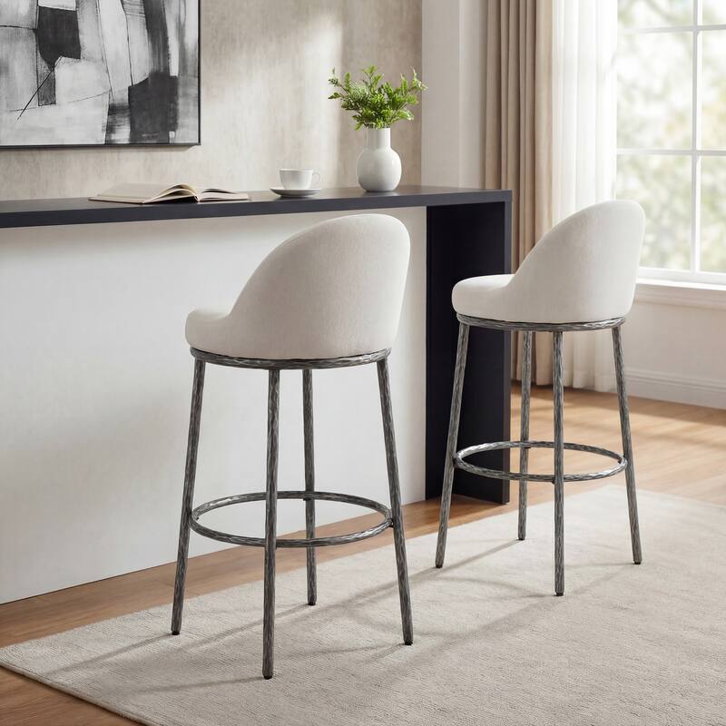 Christopher Knight Home - Altea Modern Upholstered Bar Stool with Forged Metal Legs, Set of 2