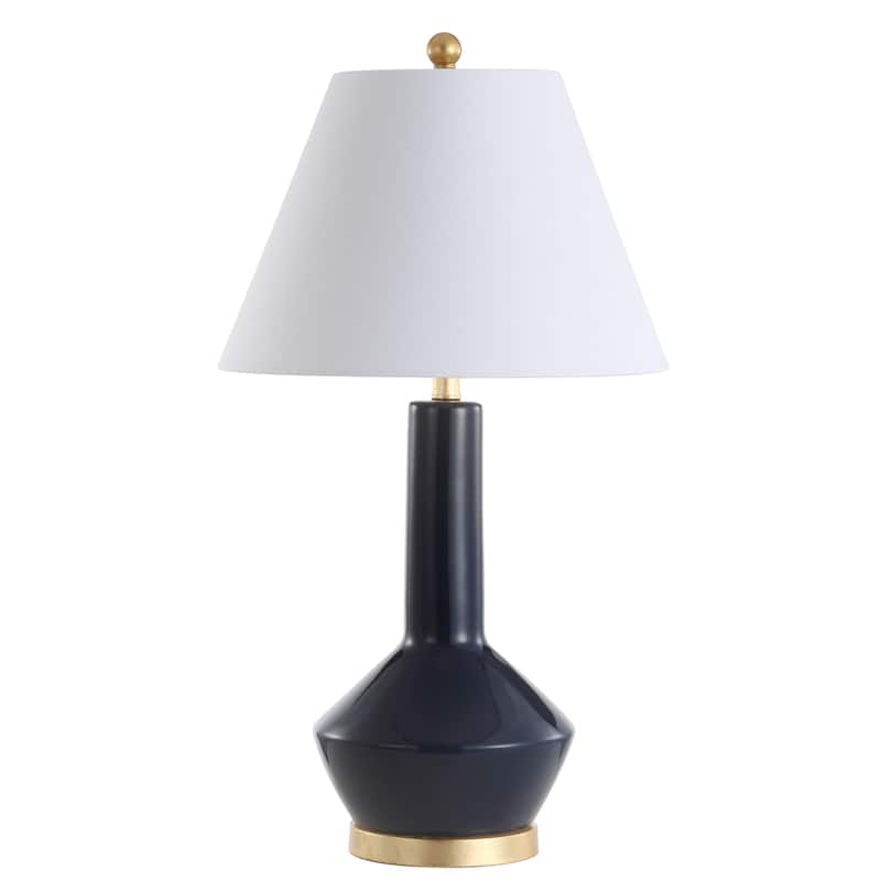 Brussels 29" Ceramic/Metal LED Table Lamp, Navy/Brass by JONATHAN Y