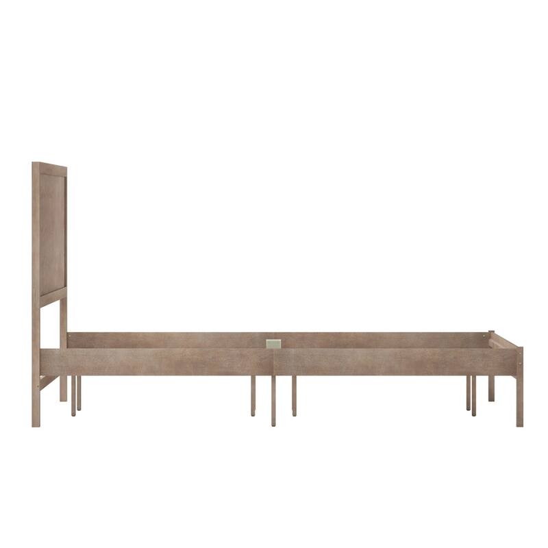 Solid Wood Platform Bed with Headboard and Wooden Slats