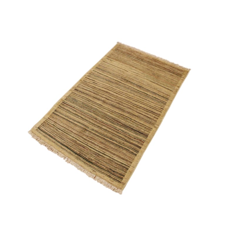 Modern Minimalist Gabbeh Hand Knotted Wool Area Rug