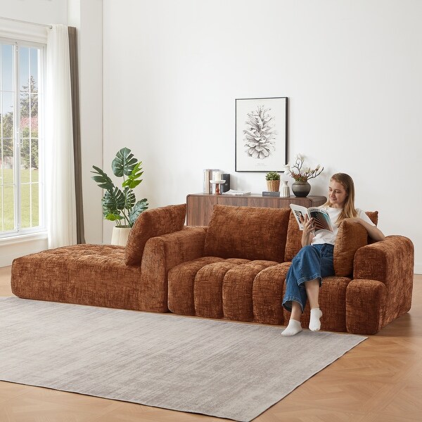 Chenille L-Shape Luxury Sectional Oversized Sofa,Mnimalist Design