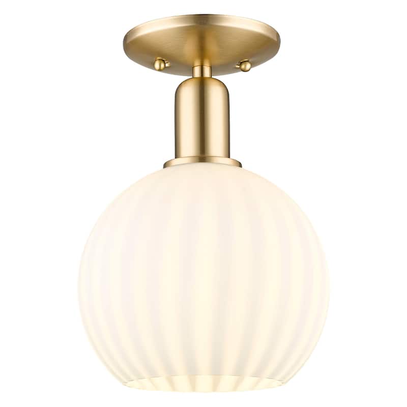 Innovations Lighting 716-1C-12-8 White Venetian Semi-Flush White - Champagne Bronze / White Venetian